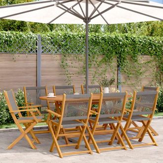vidaXL Vidaxl - Sillas De Jard&iacute;n Plegables 8 Uds Madera Maciza Acacia Gris