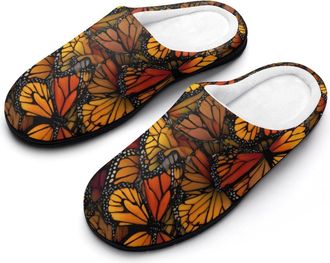 Generic Monarch Butterfly Wings Funny Mens Cotton Slippers Soft Non-Slip Rubber Sole House Slipper Indoor Outdoor