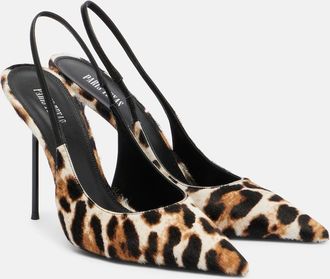 PARIS TEXAS Lidia 105 leopard-print calf hair slingback pumps