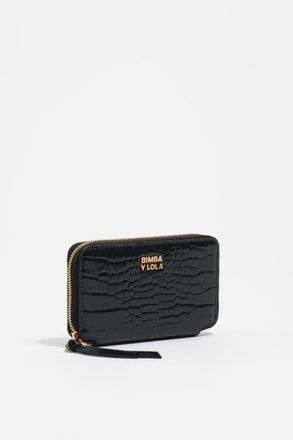 Bimba & Lola Embossed Crocodile Leather Compact Purse in Black at Nordstrom
