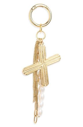 Chelsea28 Initial Faux Pearl Bag Charm in X- White- Gold at Nordstrom