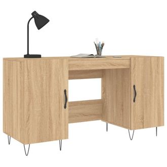 Berkfield Home Elegant Desk Sonoma Oak 140x50x75 cm Engineered Wood in Light Brown | Size: 140 x 50 x 75 cm