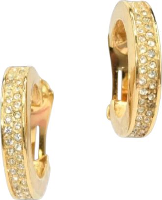 Dior Gold Plated Crystal Hoop Earrings 3cms