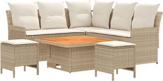 vidaXL Juegos De Muebles 6 Uds. Beige Y Crema Rat&aacute;n Sint&eacute;tico Vidaxl