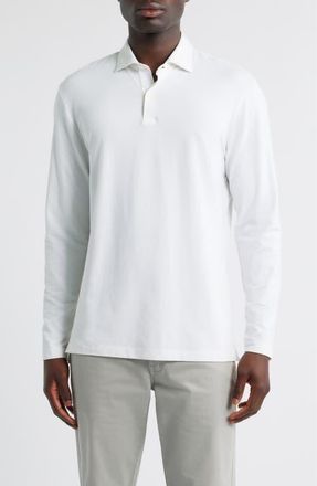 Johnnie-O Idris Top Shelf Long Sleeve Polo in White at Nordstrom, Size Xx-Large