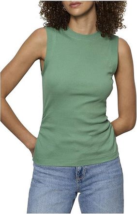 Sanctuary Ribbed Ruched Tank Top Womens Clothing Green Juice : LG (US 10-12), Cotton