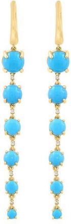 Effy 14K Yellow Gold Diamond Turquoise Linear Drop Earrings in 14K Gold at Nordstrom