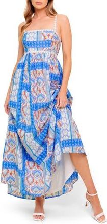 Flying Tomato Cotton Print Maxi Dress in Blue at Nordstrom Rack, Size Medium