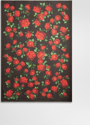 Dolce & Gabbana 135x200 Rose-print Cashmere Blend Stole - Woman Scarves And Silks Multicolor Onesize