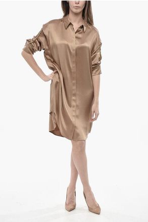 Loewe Silk Satin Shirtdress With Chain Detail size 40