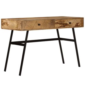 Berkfield Home Writing Desk with Drawers Solid Mango Wood 110x50x76 cm in Brown | Size: 110 x 50 x 76 cm