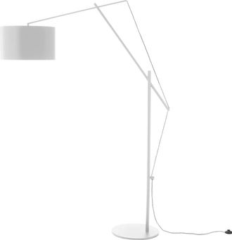 Oresteluchetta Lámpara de pie blanca mate y pantalla de tela, h.210 cm