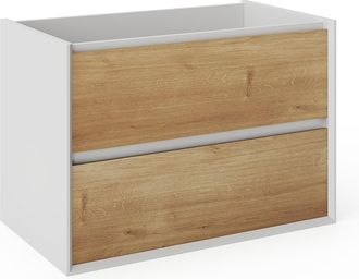 Vente-Unique Mueble suspendido bajo lavabo color natural y blanco - 80 cm - LANNICK