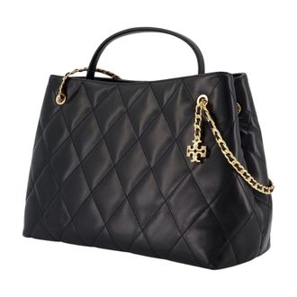 Tory Burch Lambskin Leather Top Handle Bag - Black