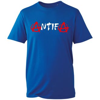 Generic Anti-Fascist Political Movement T-Shirt, Antifa Anarchy Logo Graphic Tee, Anti-Racist Protest Support Activist Top UK (Royal, L Years)