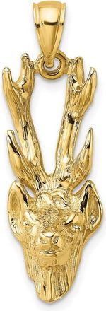 Diamond2Deal 14k Yellow Gold 3-D Deer Head Charm Pendant