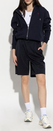 Ami Sweatshirt With Embroidered Logo, Womens, Navy Blue