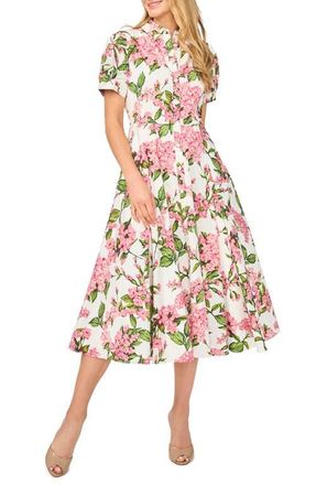 Ted Baker Violet Floral Cotton Midi Shirtdress in Pink Drink at Nordstrom, Size 4