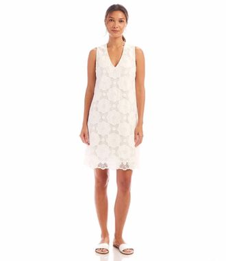 Karen Kane Sonny Sleeveless Crochet Mini Dress In Off-White