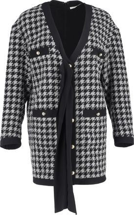 Alessandra Rich mini-jurk met pied-de-poulepatroon in zwart en grijs polyamide