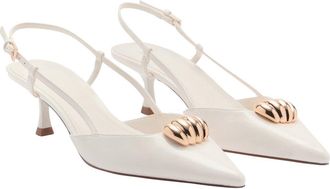 Mango Pointed Toe Slingack Pump in White at Nordstrom, Size 6Us