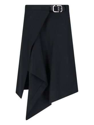 The Attico Asymmetrical Layered Skirt with Belt and Metal Accents