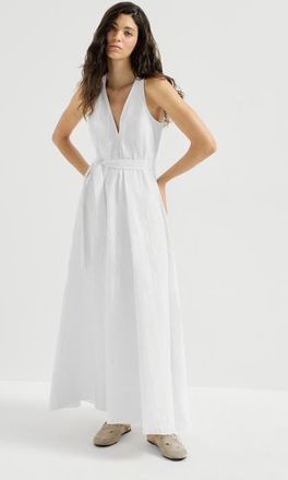 Brunello Cucinelli Techno cotton poplin broderie anglaise dress in White at Nordstrom, Size Xxx-Large