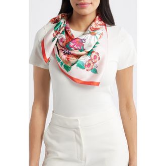 Echo Floral Bouquet Silk Square Scarf in Beach Pink at Nordstrom