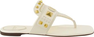 Valentino Garavani Flip Flops, female, White, 4 1/2 UK, Plaster Caster Goatskin Thong Sandal