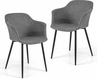 Costway Costway - Set of 2 Dining Chairs Upholstered Armless Accent Chair With Ergonomic Backrest