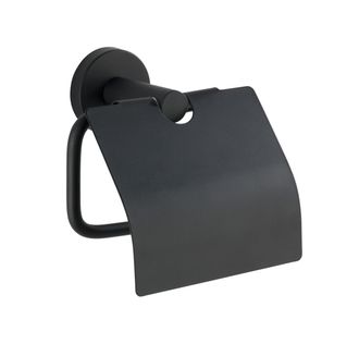 WENKO Portarollo Wc Bosio Negro Con Tapa - 24241