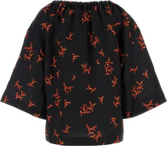 Fendi Womens Blouse Black Linen