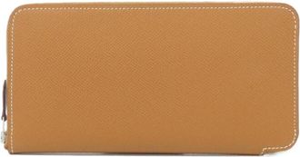 Herm&egrave;s Gold Cassis Vert Epsom Leather Silk Long Wallet (Bi-Fold) (Pre-Owned)