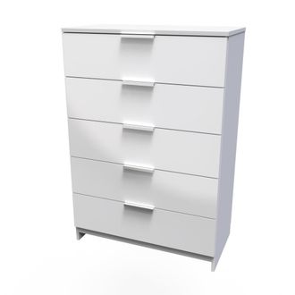 Welcome Furniture Paris Ready Assembled Chest of Drawers with 5 Drawers - White Matt - Welcome Furniture | TJ Hughes