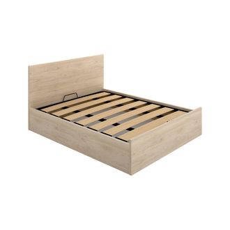 Dmora Dmora - Cama Doble Dluli, Red De Sommier Para Somier Incluida, Somier Para Colch&oacute;n De 150 Cm 190 Cm, 197x158h95 Cm, Roble