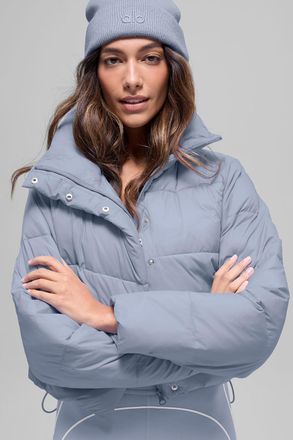 Alo | Gold Rush Puffer Jacket in Winter Frost Blue, Size: Medium