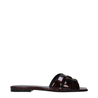 Saint Laurent Tribute Damens Pantoletten und Clogs Braun/Naturlackleder