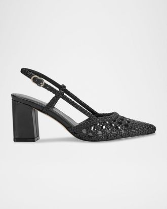 Marc Fisher Zunnie Woven Leather Slingback Pumps