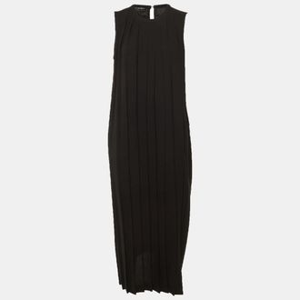 Neil Barrett Black Pleated Crepe Maxi Dress