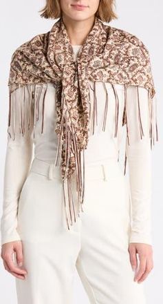 La Fiorentina Paisley Print Square Scarf in Brown at Nordstrom Rack