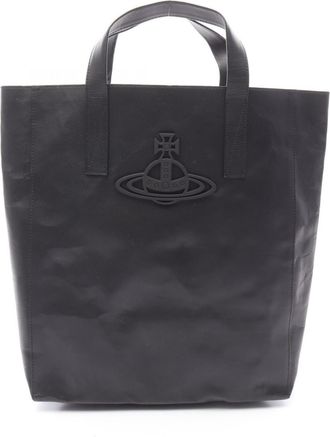 Vivienne Westwood Black Leather Handbag Tote Bag (Pre-Owned)