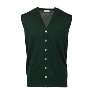 Ballantyne V-neck Vest - male - Ballantyne - Cardigans - Green - XL - Knitwear