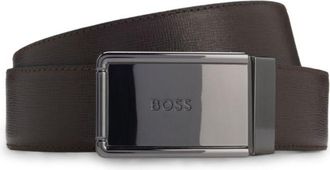 BOSS Reversible leather belt with pin and plaque buckles