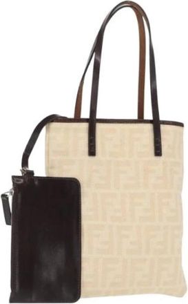 Fendi Pre-owned Tote Bags, female, Beige, Size: ONE SIZE Pre-owned Canvas fendi-bags
