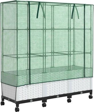 vidaXL Maceta De Jard&iacute;n Con Cubierta De Invernadero Y Ruedas 3 Uds. Pp Vidaxl