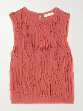 Ulla Johnson Top In Chiffon Con Ruches Celina - Marrone