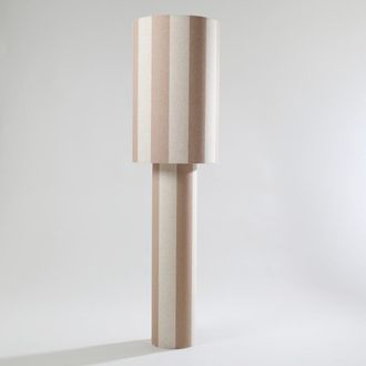 Maisons du monde L&aacute;mpara de pie de poli&eacute;ster reciclado a rayas crema y marr&oacute;n