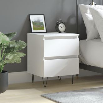 vidaXL Mesita De Noche Madera Contrachapada Blanco 40x35x50 Cm Vidaxl