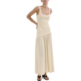Mango Asymmetric Cut Knit A-Line Dress in Vanilla at Nordstrom, Size 4