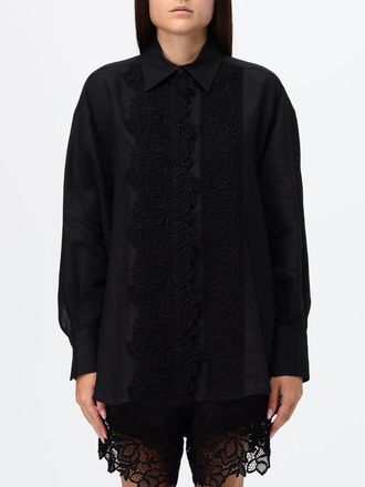 Ermanno Scervino Relaxed Fit Linen Shirt with Lace Inserts